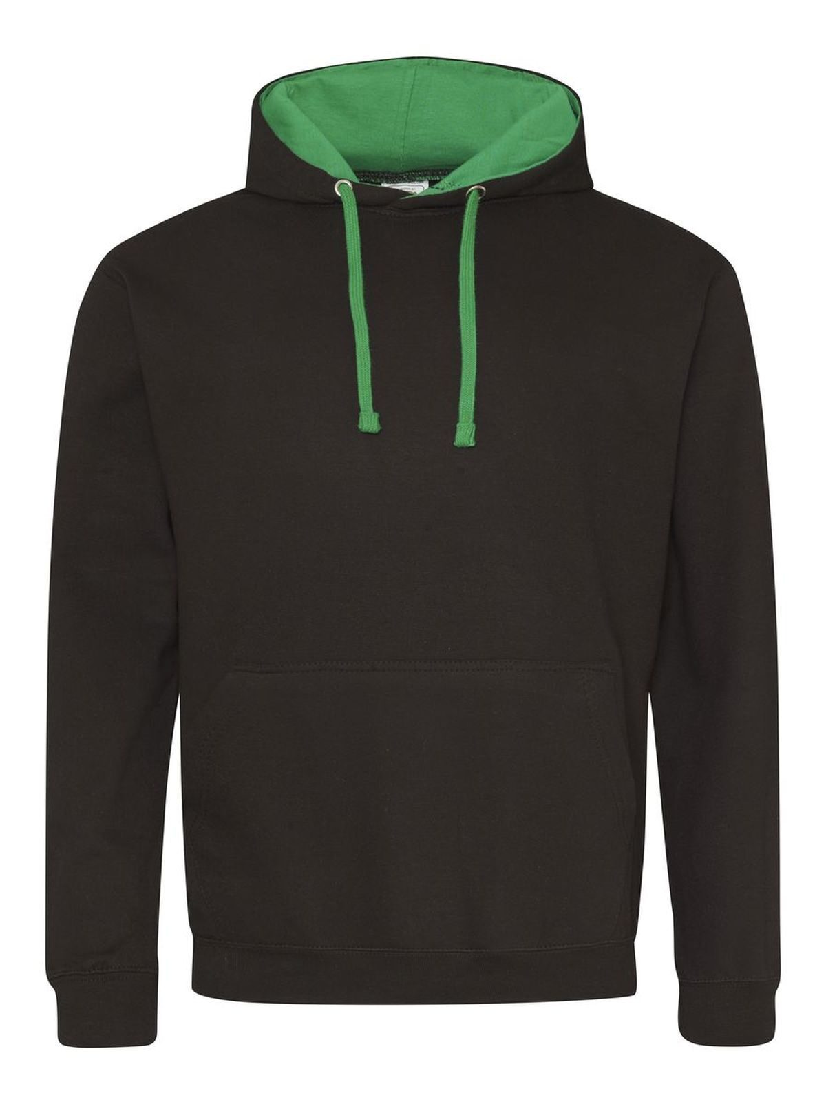 Varsity Hoodie Herren Sweatshirt / Hoodie – Just Hoods by AWDis – Farbe jet black/kelly – individuell veredelbar