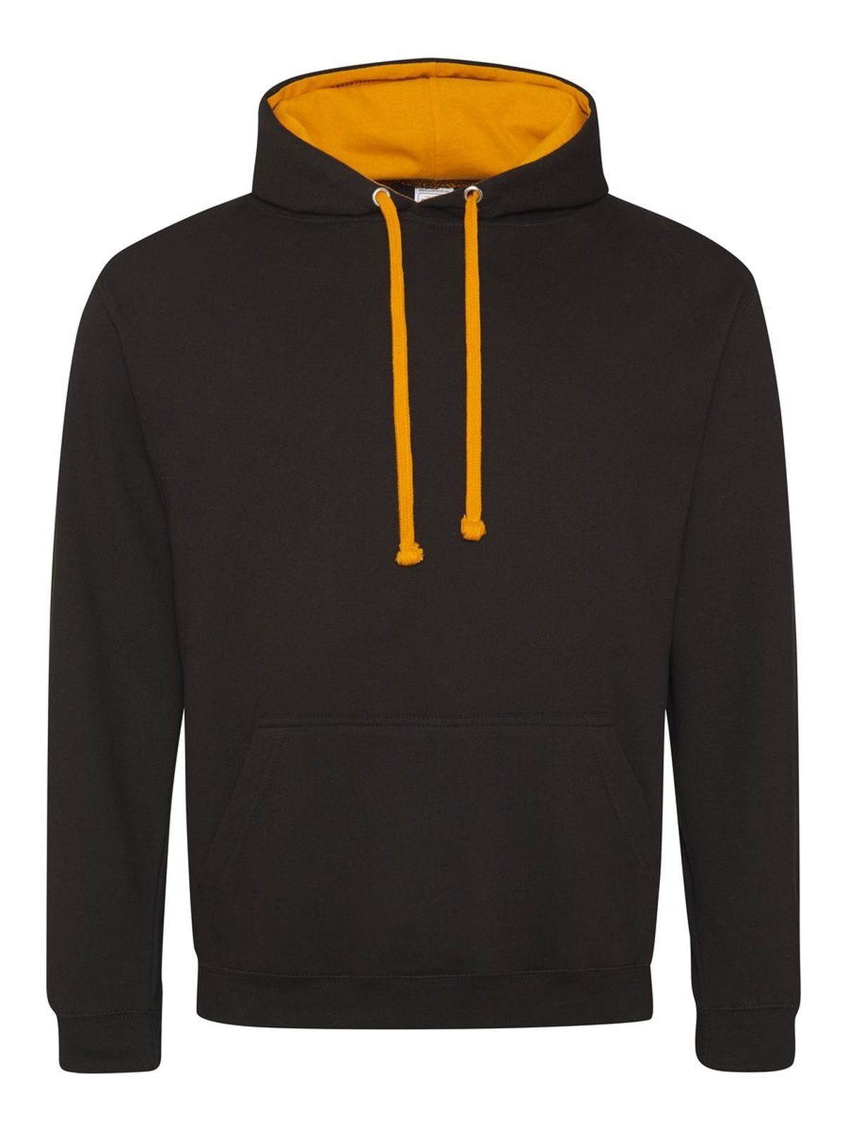 Varsity Hoodie Herren Sweatshirt / Hoodie – Just Hoods by AWDis – Farbe jet black/orange crush – individuell veredelbar