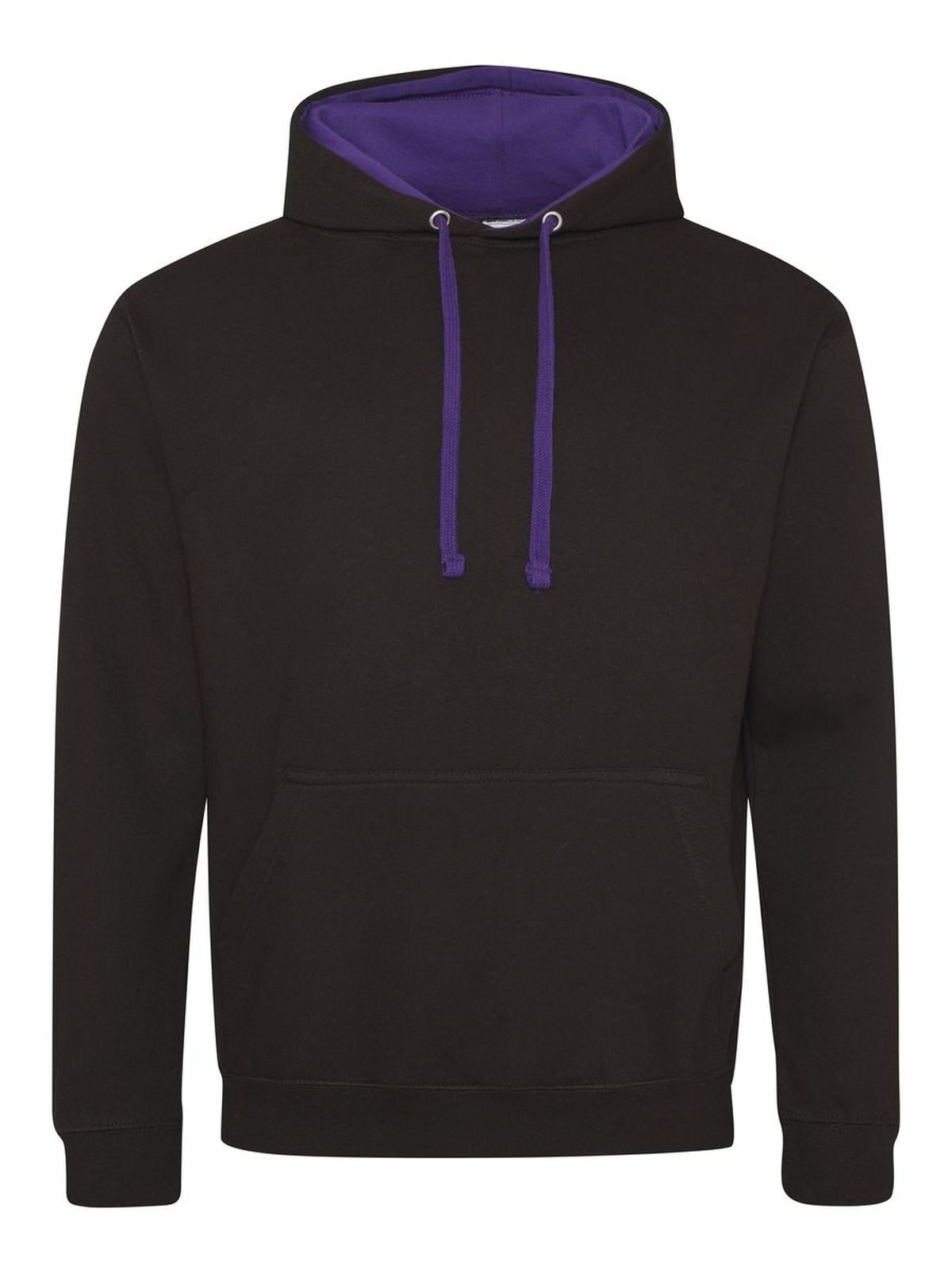 Varsity Hoodie Herren Sweatshirt / Hoodie – Just Hoods by AWDis – Farbe jet black/purple – individuell veredelbar