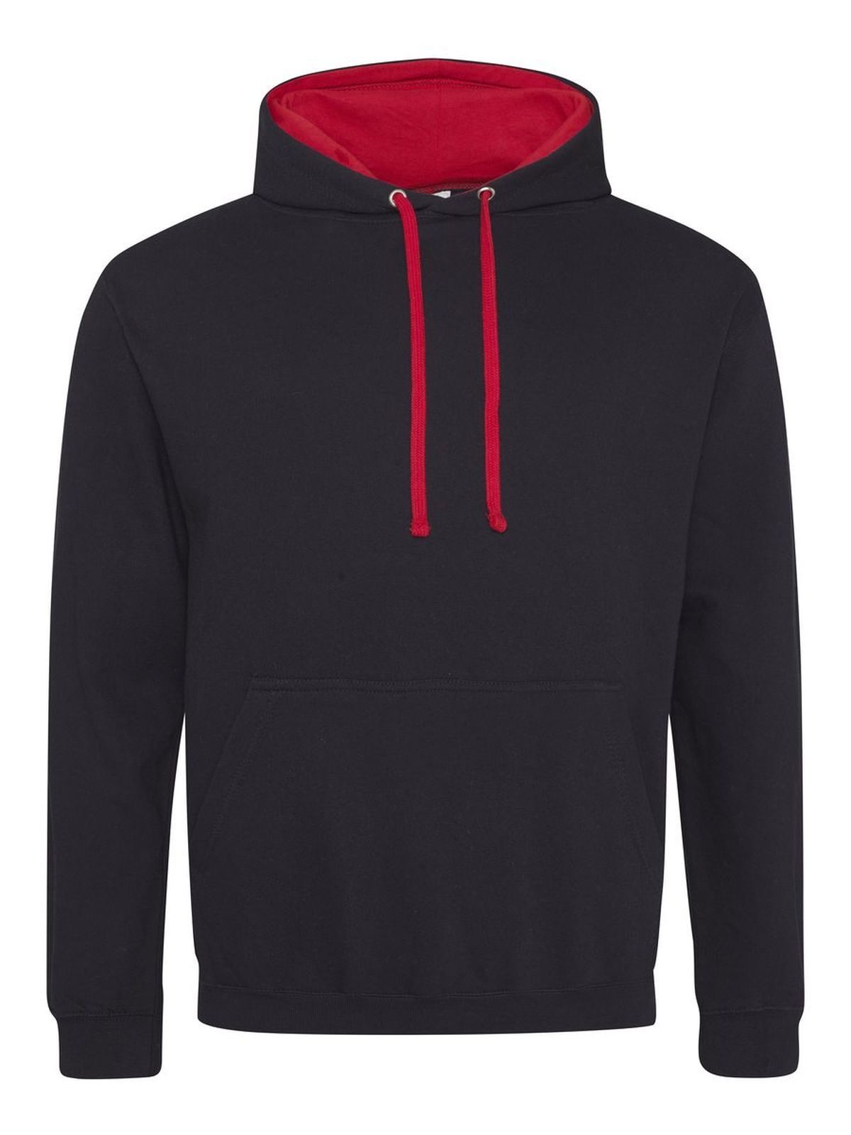 Varsity Hoodie Herren Sweatshirt / Hoodie – Just Hoods by AWDis – Farbe jet black/fire red – individuell veredelbar