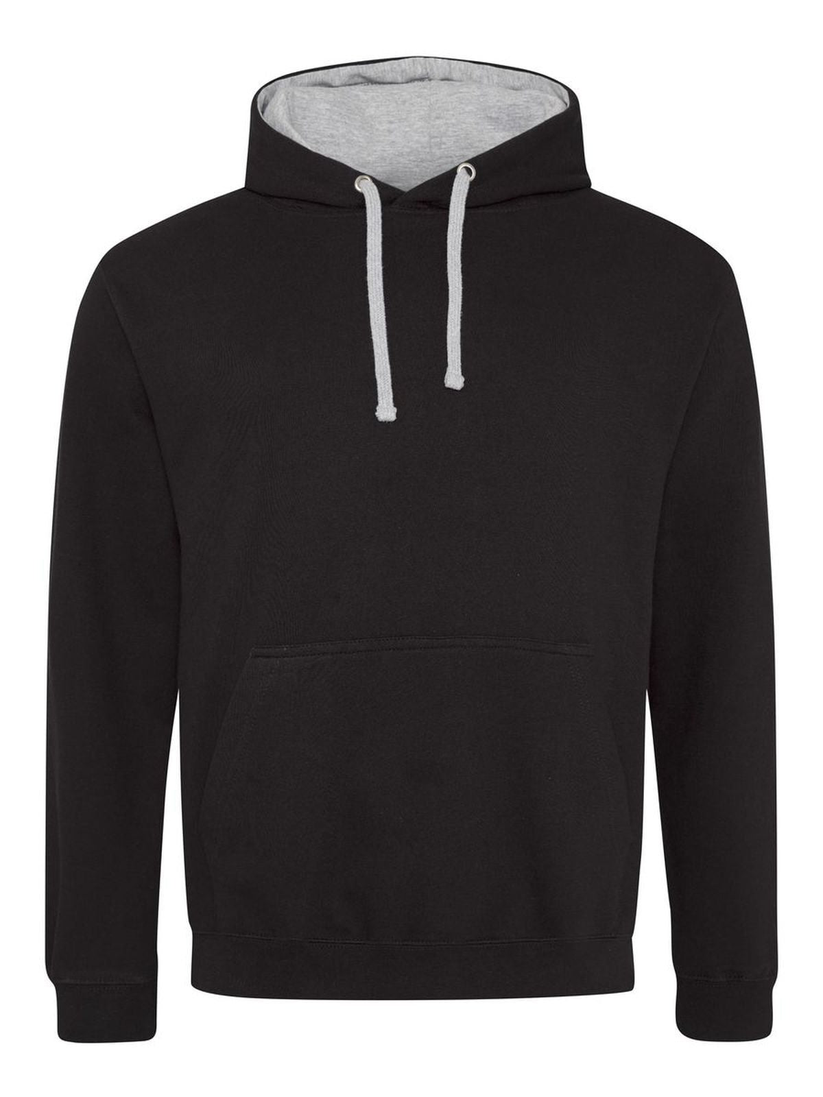 Varsity Hoodie Herren Sweatshirt / Hoodie – Just Hoods by AWDis – Farbe jet black/heather grey – individuell veredelbar