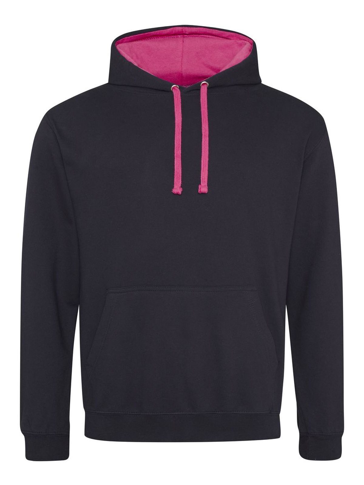 Varsity Hoodie Herren Sweatshirt / Hoodie – Just Hoods by AWDis – Farbe jet black/hot pink – individuell veredelbar
