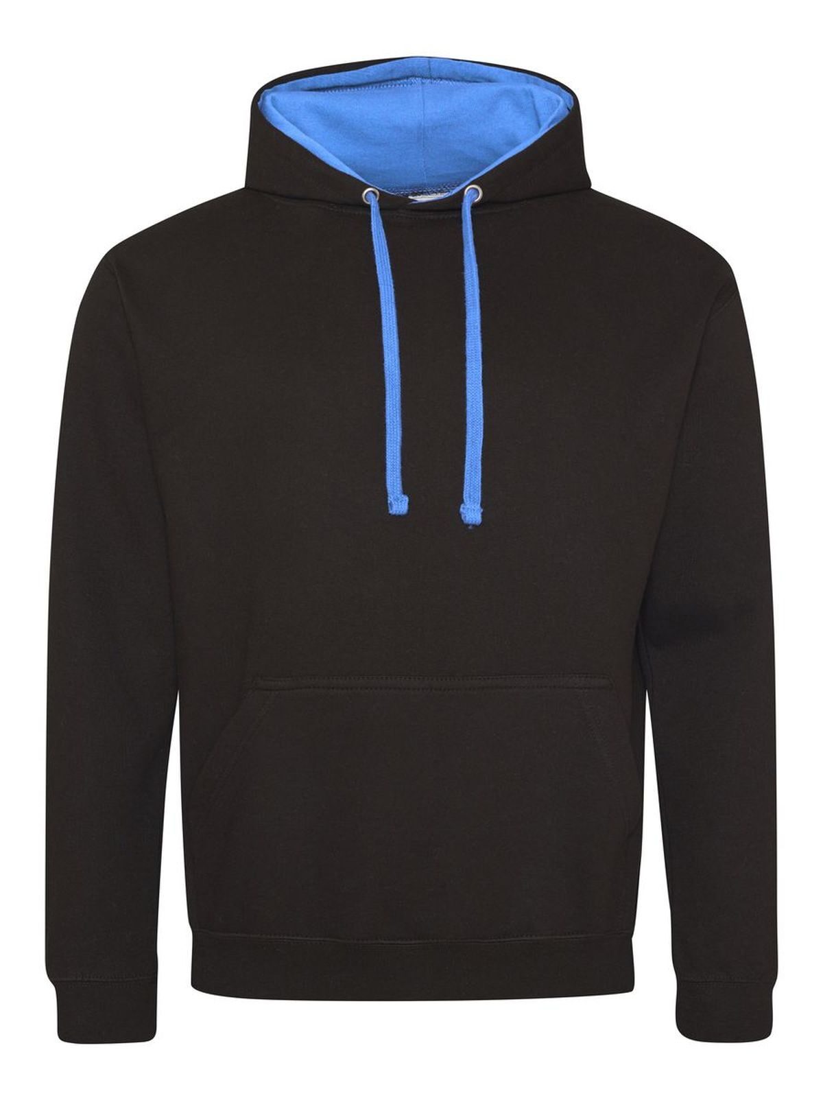 Varsity Hoodie Herren Sweatshirt / Hoodie – Just Hoods by AWDis – Farbe jet black/sapphire blue – individuell veredelbar