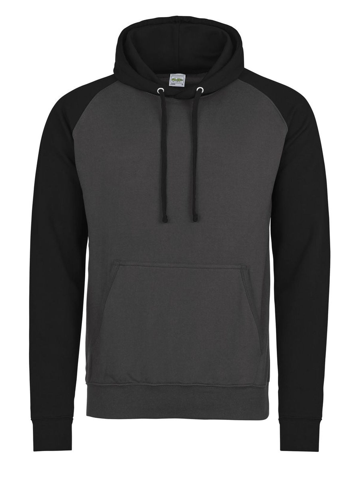 Baseball Hoodie Herren Sweatshirt / Hoodie – Just Hoods by AWDis – Farbe charcoal/jet black – individuell veredelbar