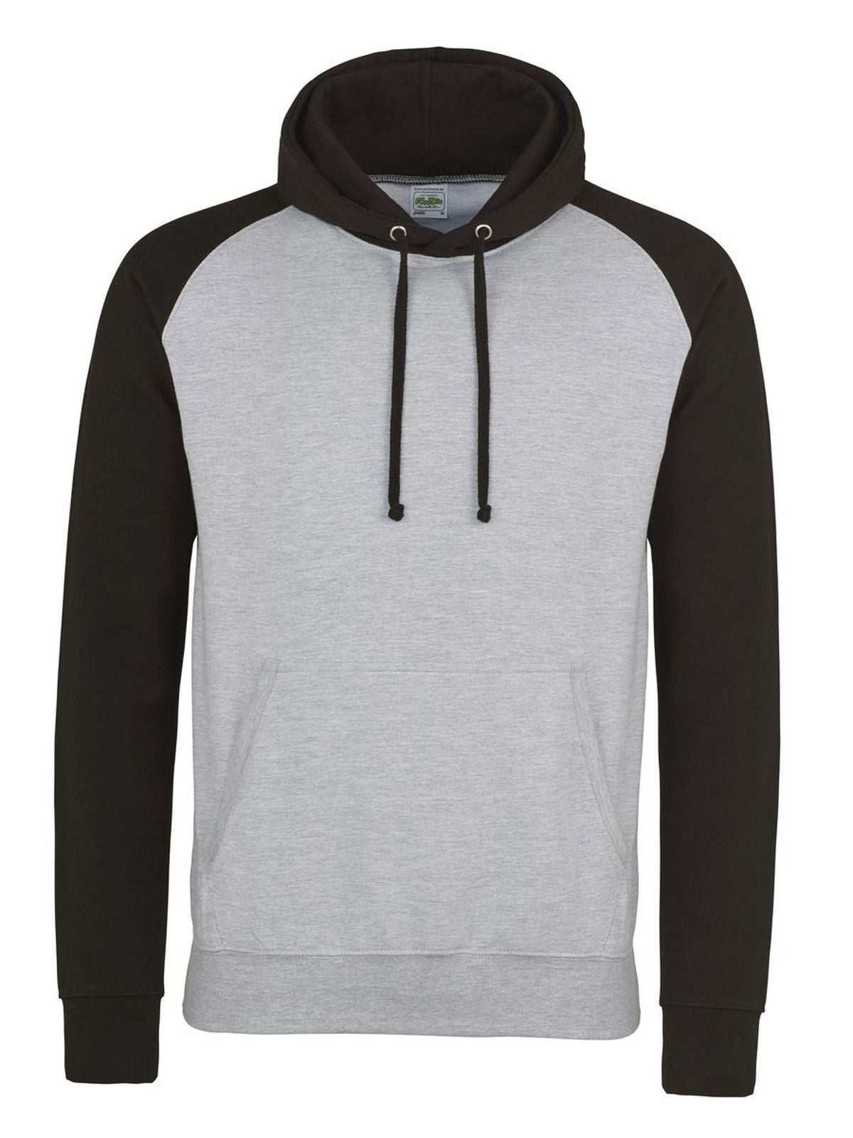 Baseball Hoodie Herren Sweatshirt / Hoodie – Just Hoods by AWDis – Farbe heather grey/jet black – individuell veredelbar