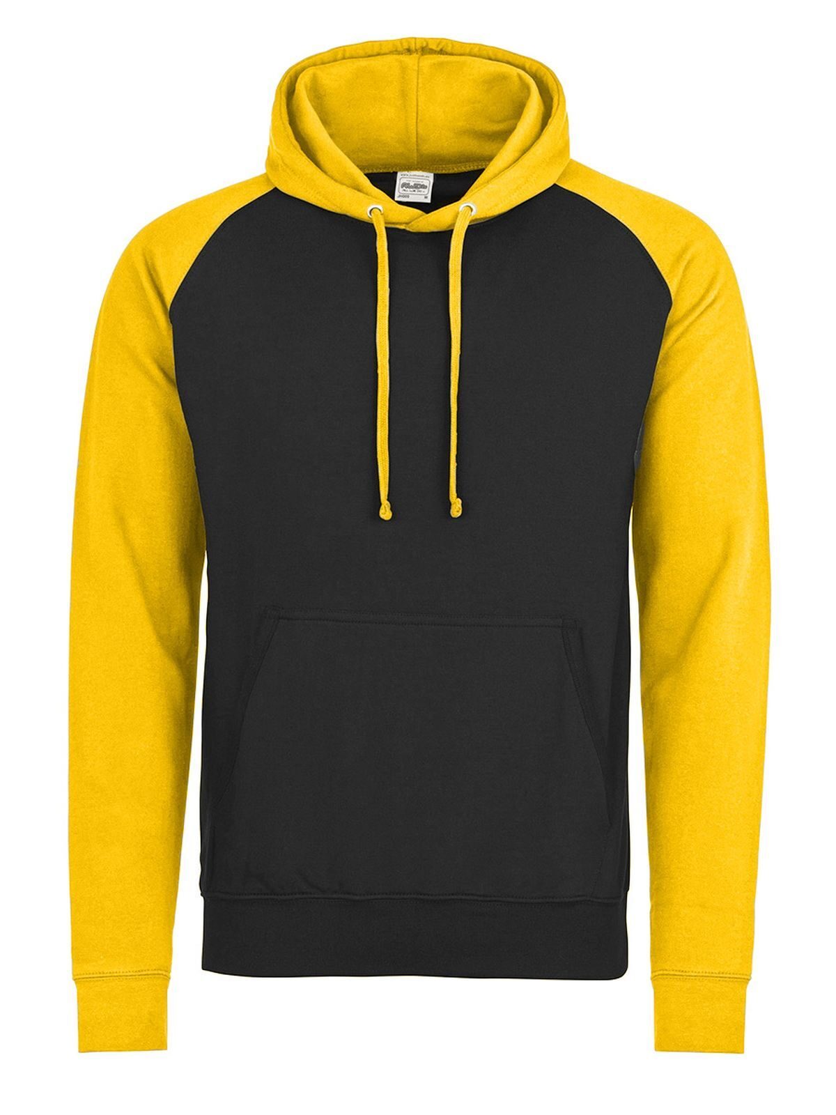Baseball Hoodie Herren Sweatshirt / Hoodie – Just Hoods by AWDis – Farbe jet black/gold – individuell veredelbar