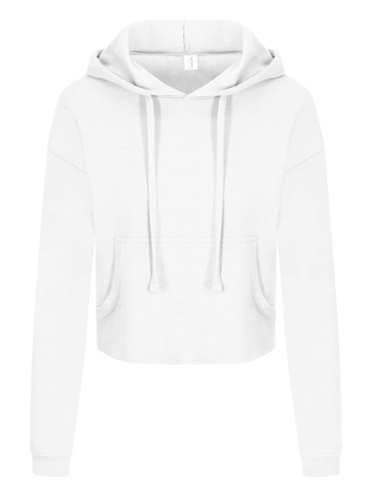 Girlie Cropped Hoodie Damen Sweatshirt / Hoodie – Just Hoods by AWDis – Farbe arctic white – individuell veredelbar