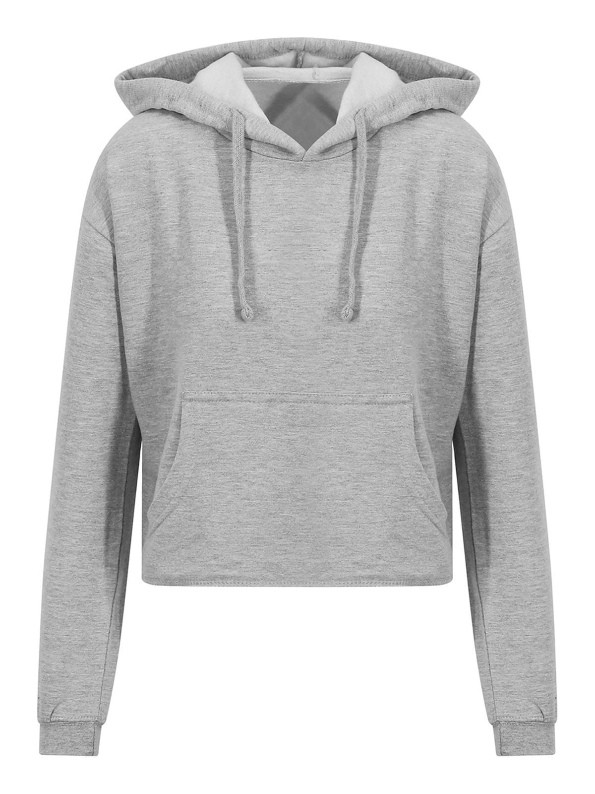 Girlie Cropped Hoodie Damen Sweatshirt / Hoodie – Just Hoods by AWDis – Farbe heather grey – individuell veredelbar