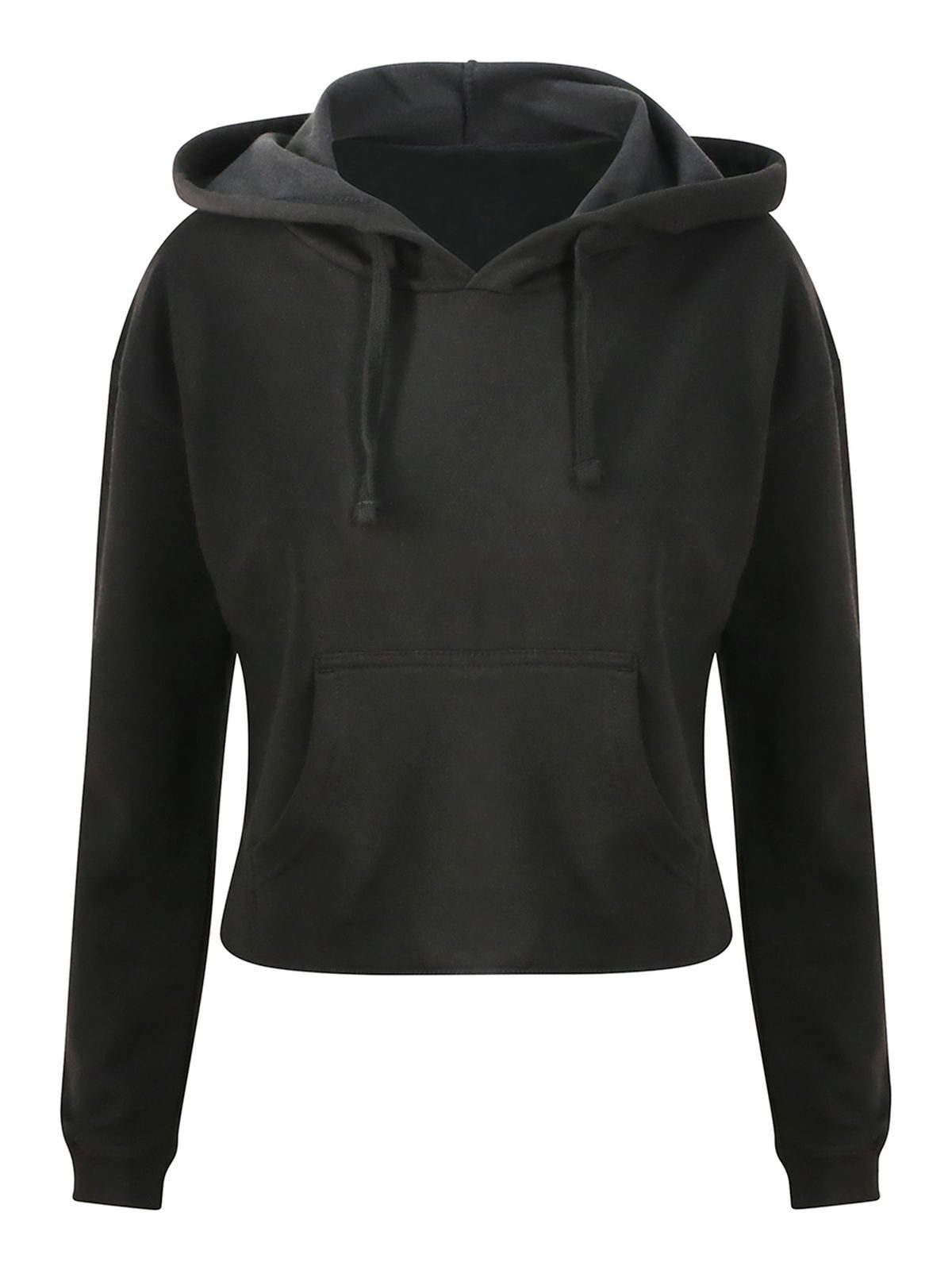 Girlie Cropped Hoodie Damen Sweatshirt / Hoodie – Just Hoods by AWDis – Farbe jet black – individuell veredelbar