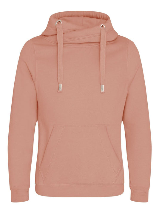 Cross Neck Hoodie Herren Sweatshirt / Hoodie – Just Hoods by AWDis – Farbe dusty pink – individuell veredelbar