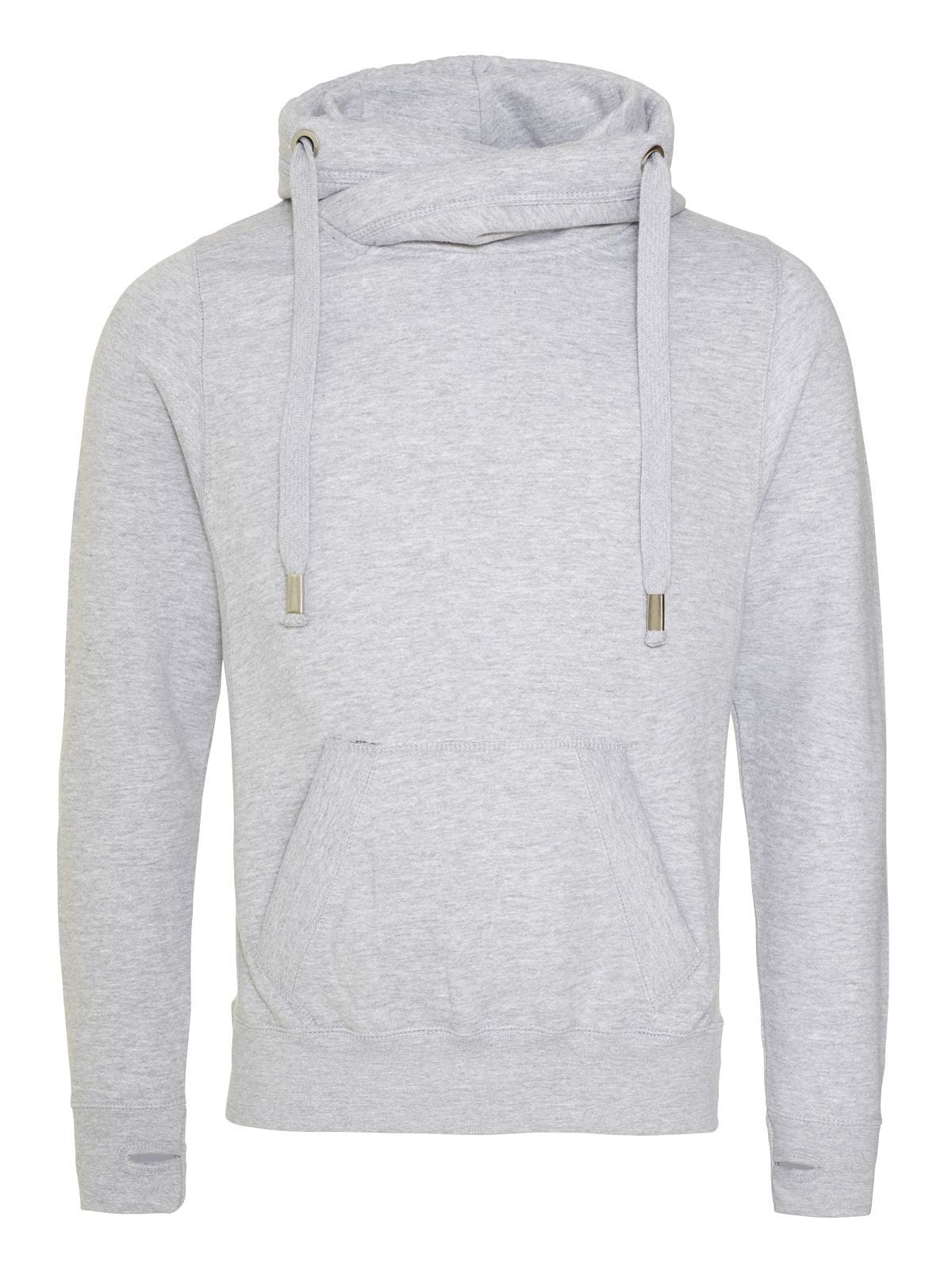 Cross Neck Hoodie Herren Sweatshirt / Hoodie – Just Hoods by AWDis – Farbe heather grey – individuell veredelbar