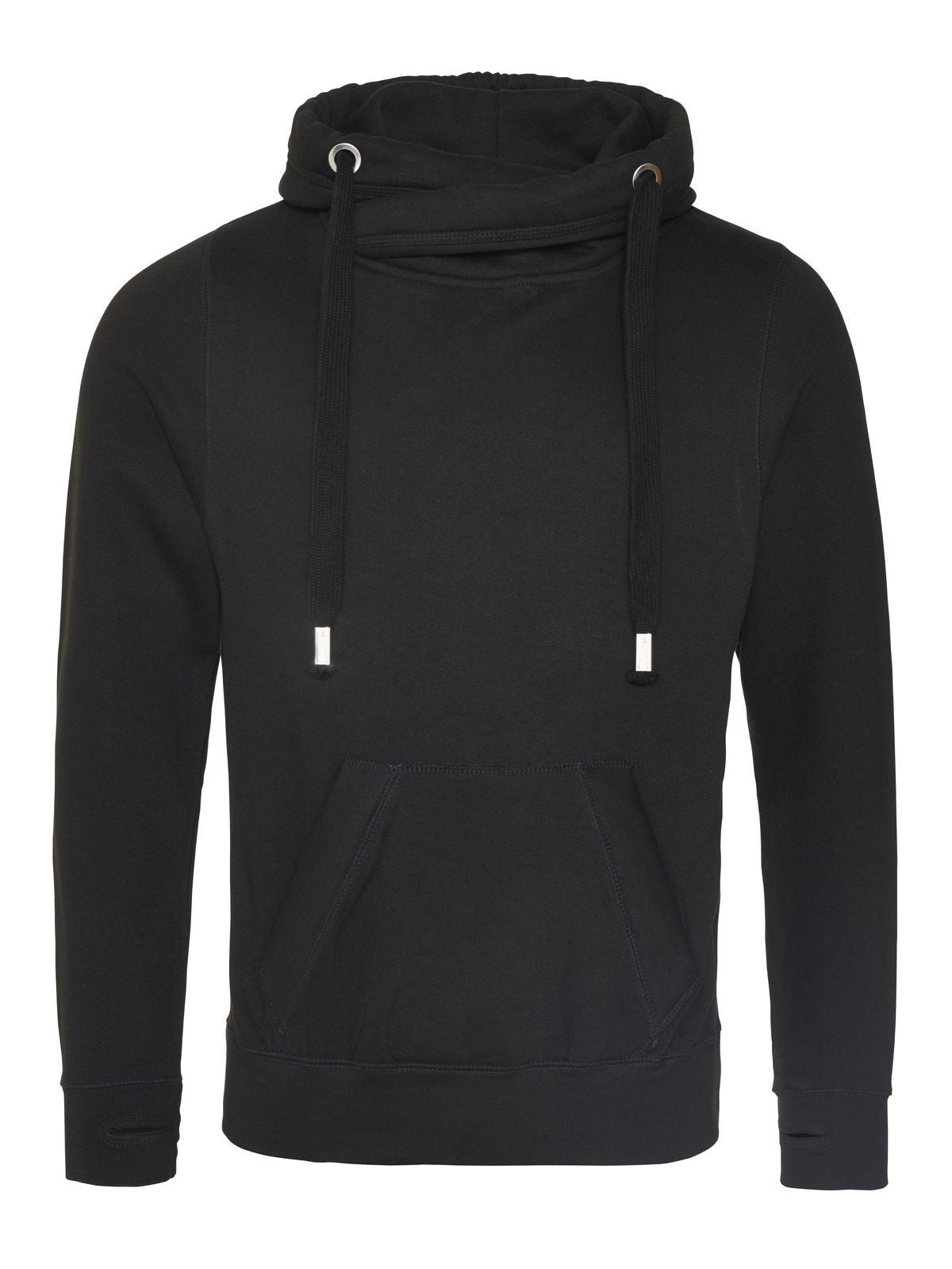Cross Neck Hoodie Herren Sweatshirt / Hoodie – Just Hoods by AWDis – Farbe jet black – individuell veredelbar
