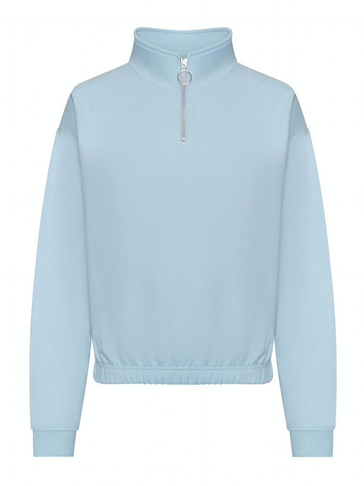 Cropped ½ Zip Sweat Damen Sweatshirt / Hoodie – Just Hoods by AWDis – Farbe sky – individuell veredelbar
