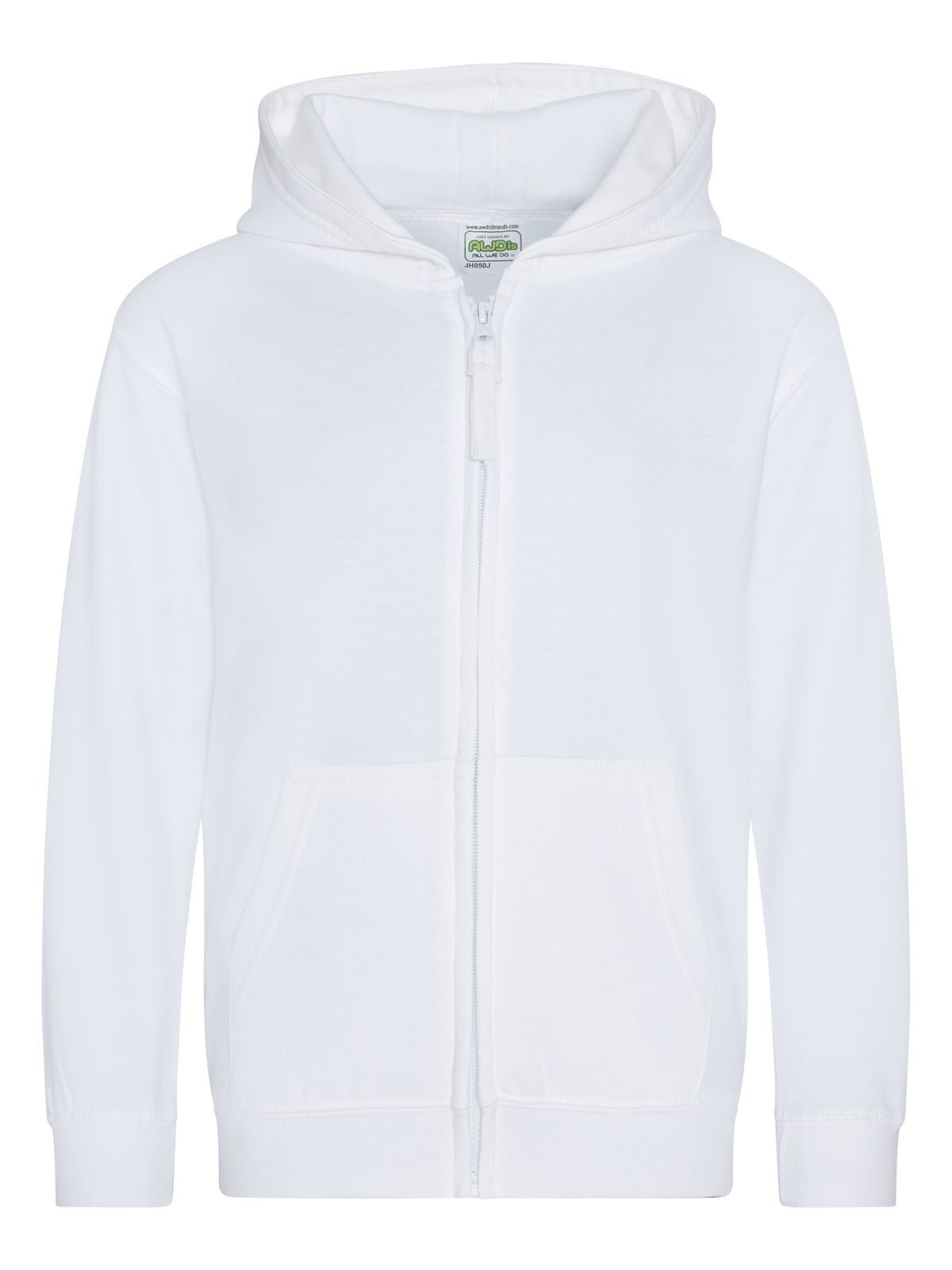 Zoodie Kinder Sweatshirt / Hoodie – Just Hoods by AWDis – Farbe arctic white – individuell veredelbar