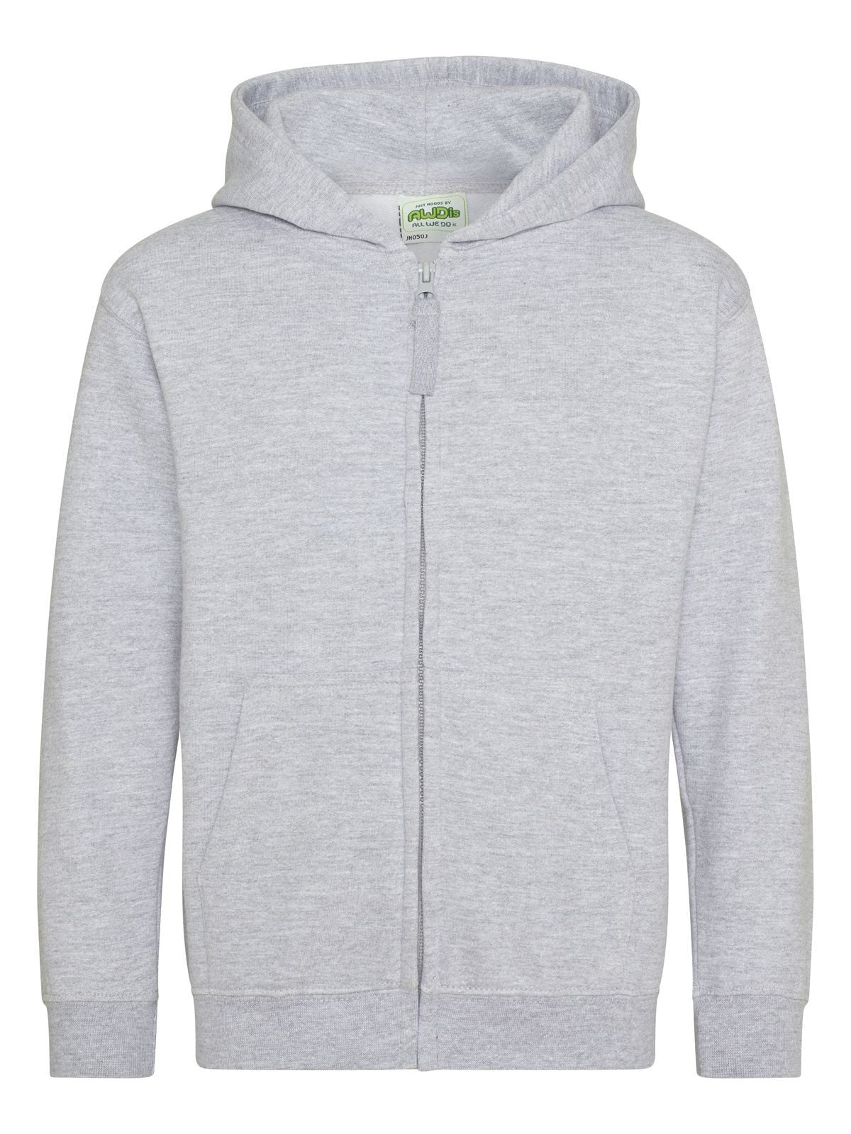 Zoodie Kinder Sweatshirt / Hoodie – Just Hoods by AWDis – Farbe heather grey – individuell veredelbar