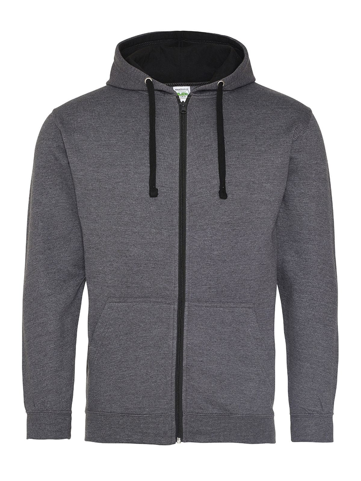Varsity Zoodie Herren Sweatshirt / Hoodie – Just Hoods by AWDis – Farbe charcoal/jet black – individuell veredelbar