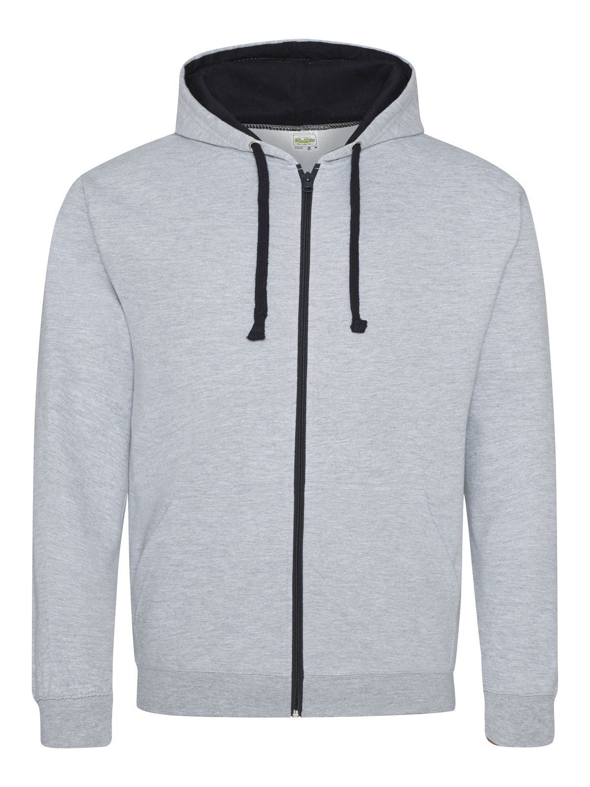 Varsity Zoodie Herren Sweatshirt / Hoodie – Just Hoods by AWDis – Farbe heather grey/french navy – individuell veredelbar