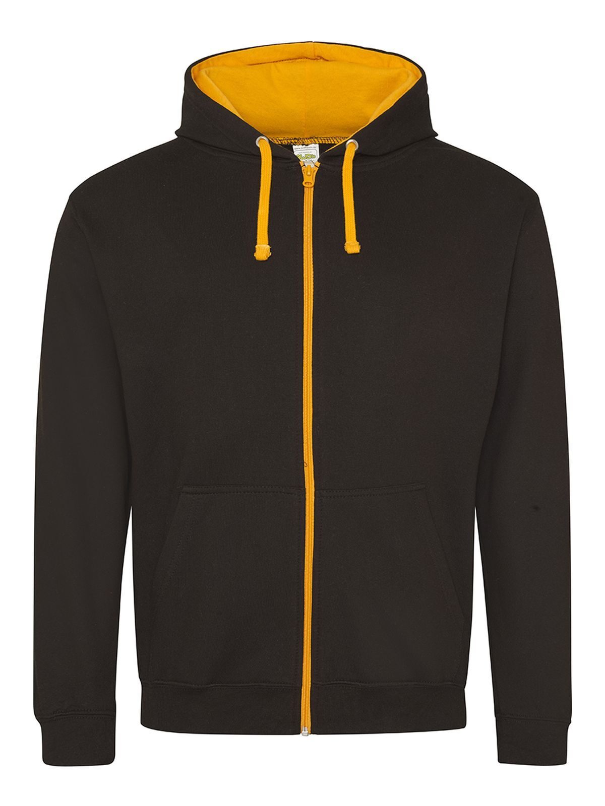 Varsity Zoodie Herren Sweatshirt / Hoodie – Just Hoods by AWDis – Farbe jet black/orange crush – individuell veredelbar