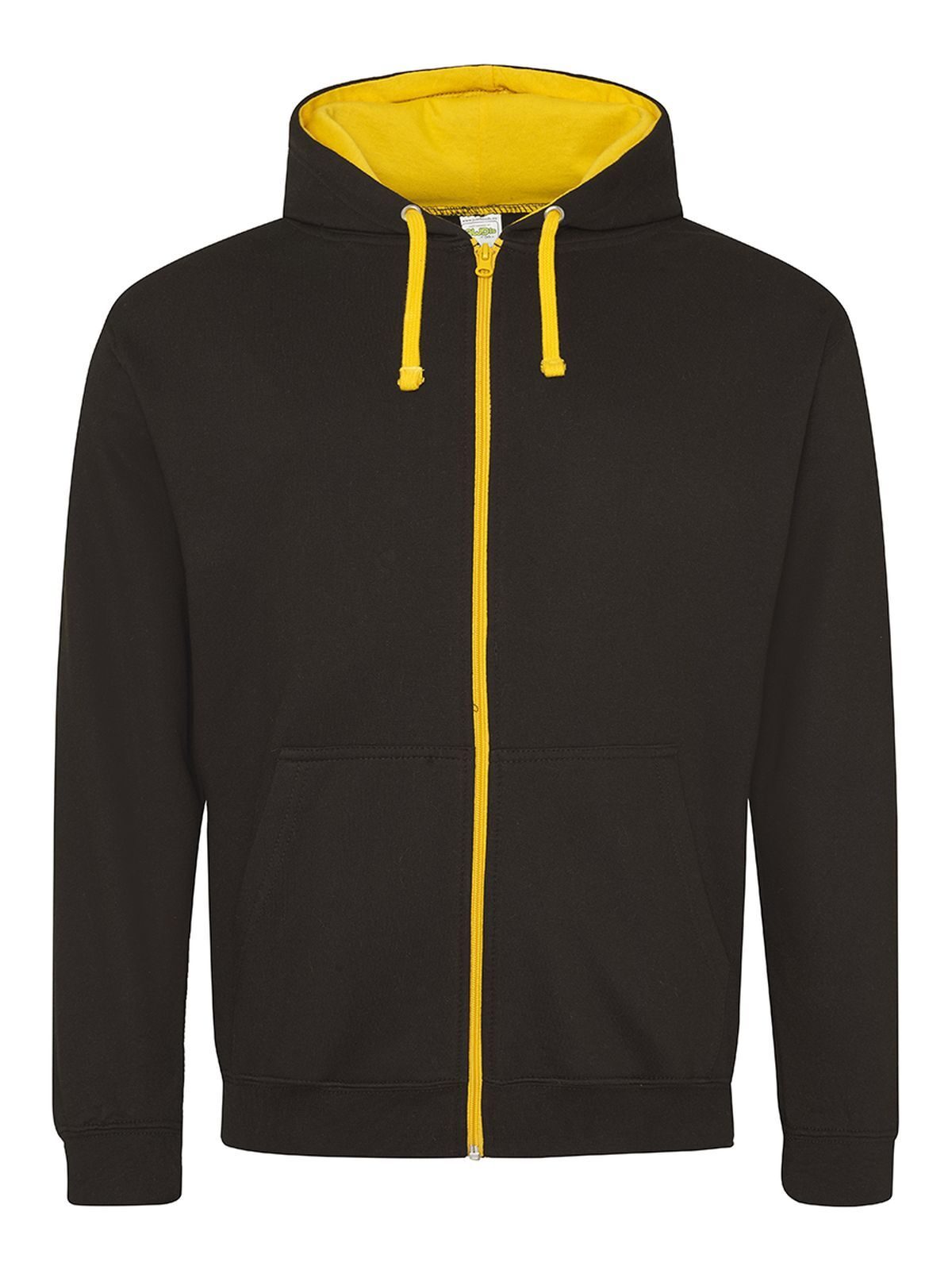 Varsity Zoodie Herren Sweatshirt / Hoodie – Just Hoods by AWDis – Farbe jet black/gold – individuell veredelbar