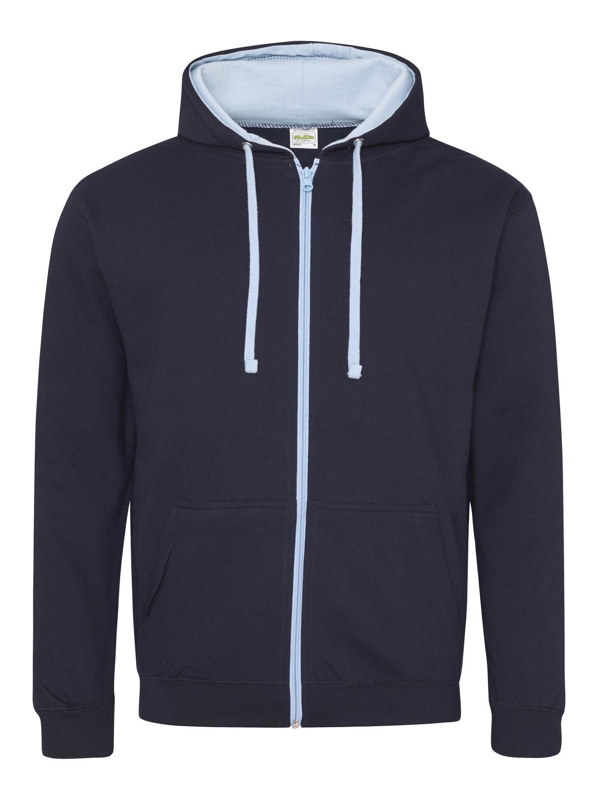 Varsity Zoodie Herren Sweatshirt / Hoodie – Just Hoods by AWDis – Farbe new french navy/sky – individuell veredelbar