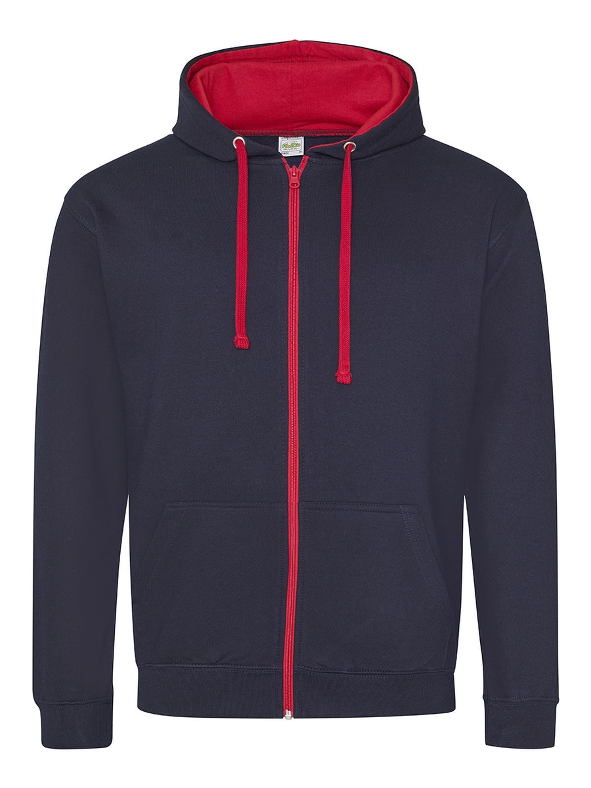 Varsity Zoodie Herren Sweatshirt / Hoodie – Just Hoods by AWDis – Farbe new french navy/fire red – individuell veredelbar