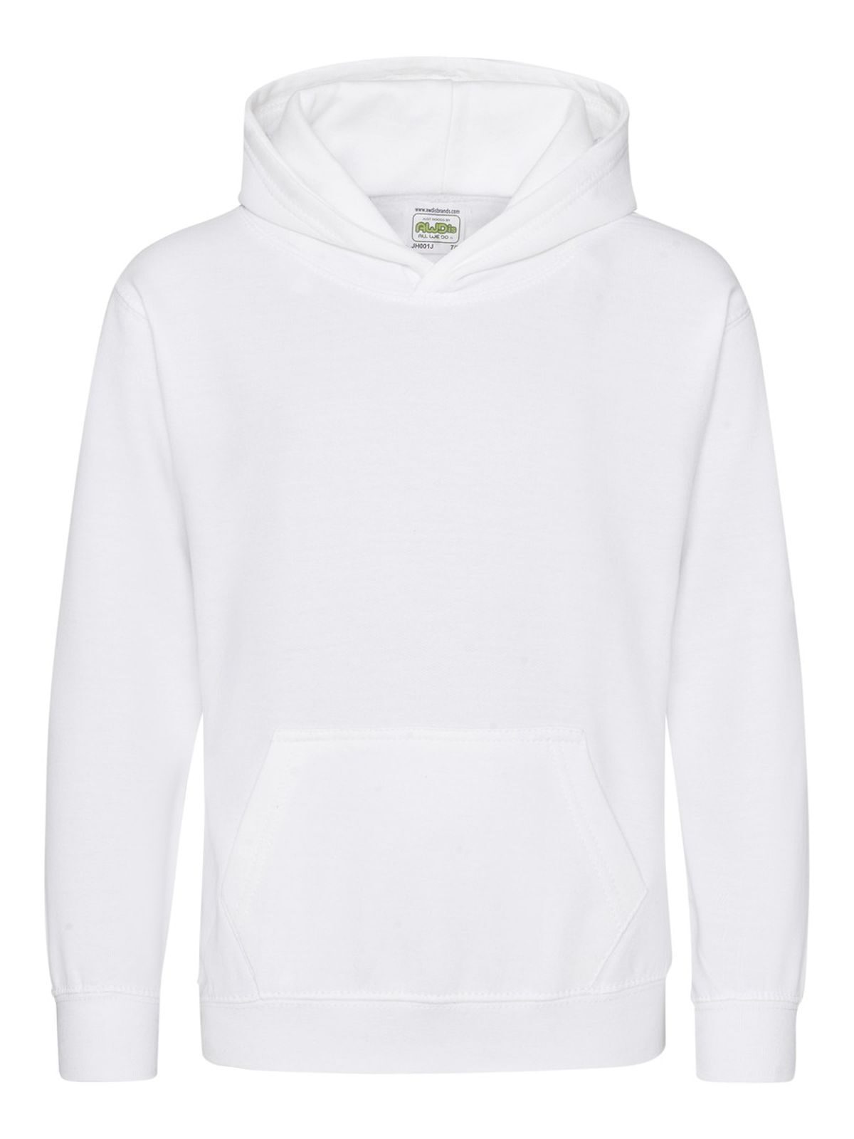 Organic Hoodie Kinder Sweatshirt / Hoodie – Just Hoods by AWDis – Farbe arctic white – individuell veredelbar