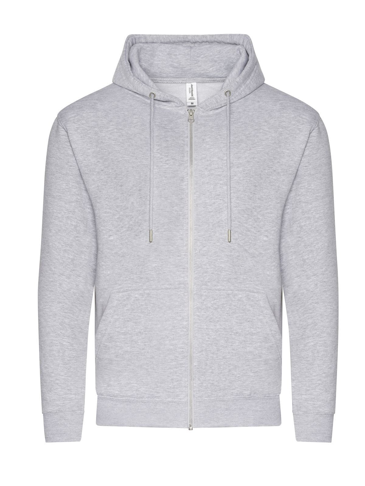 Organic Zoodie Herren Sweatshirt / Hoodie – Just Hoods by AWDis – Farbe heather grey – individuell veredelbar