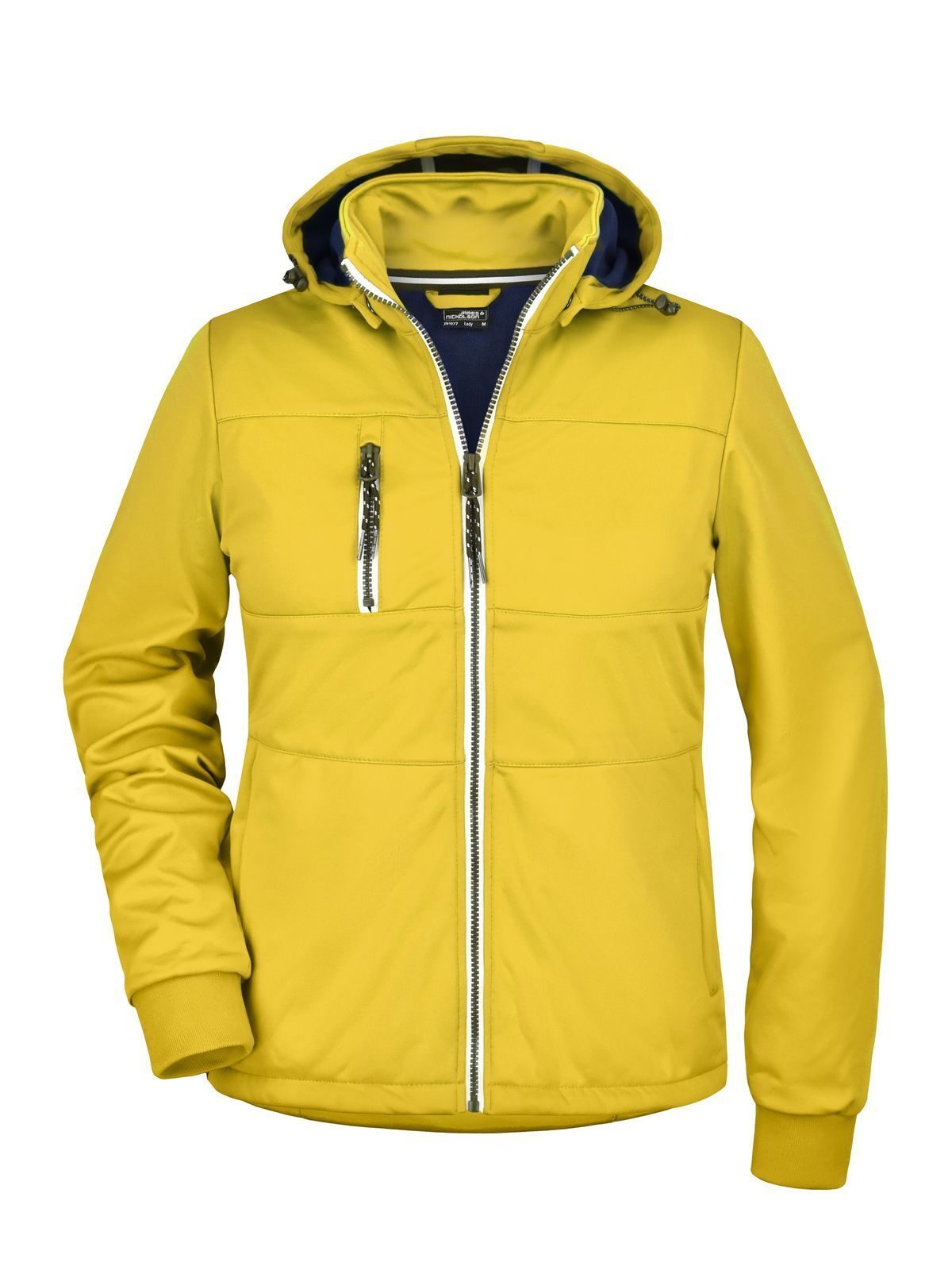 Ladies' Maritime Jacket Damen Softshell – Daiber – Farbe sun-yellow/navy/white – individuell veredelbar