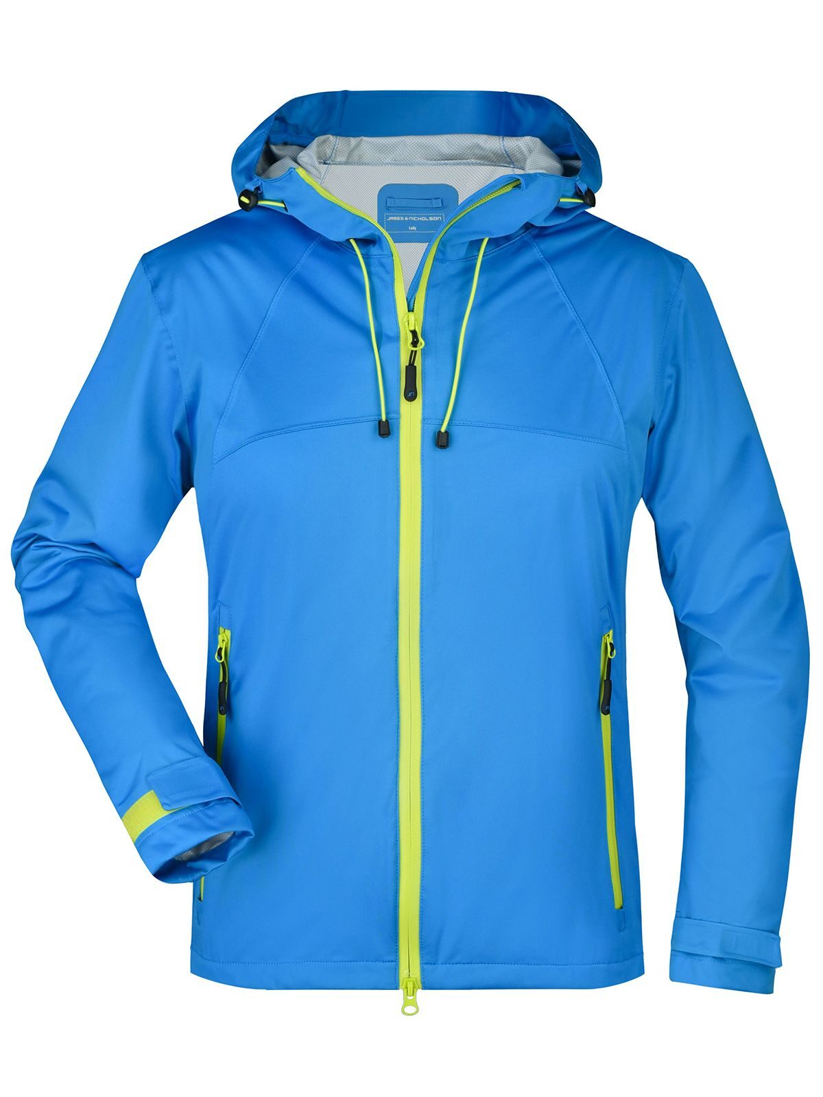 Ladies' Outdoor Jacket Damen Softshell – Daiber – Farbe aqua/acid-yellow – individuell veredelbar
