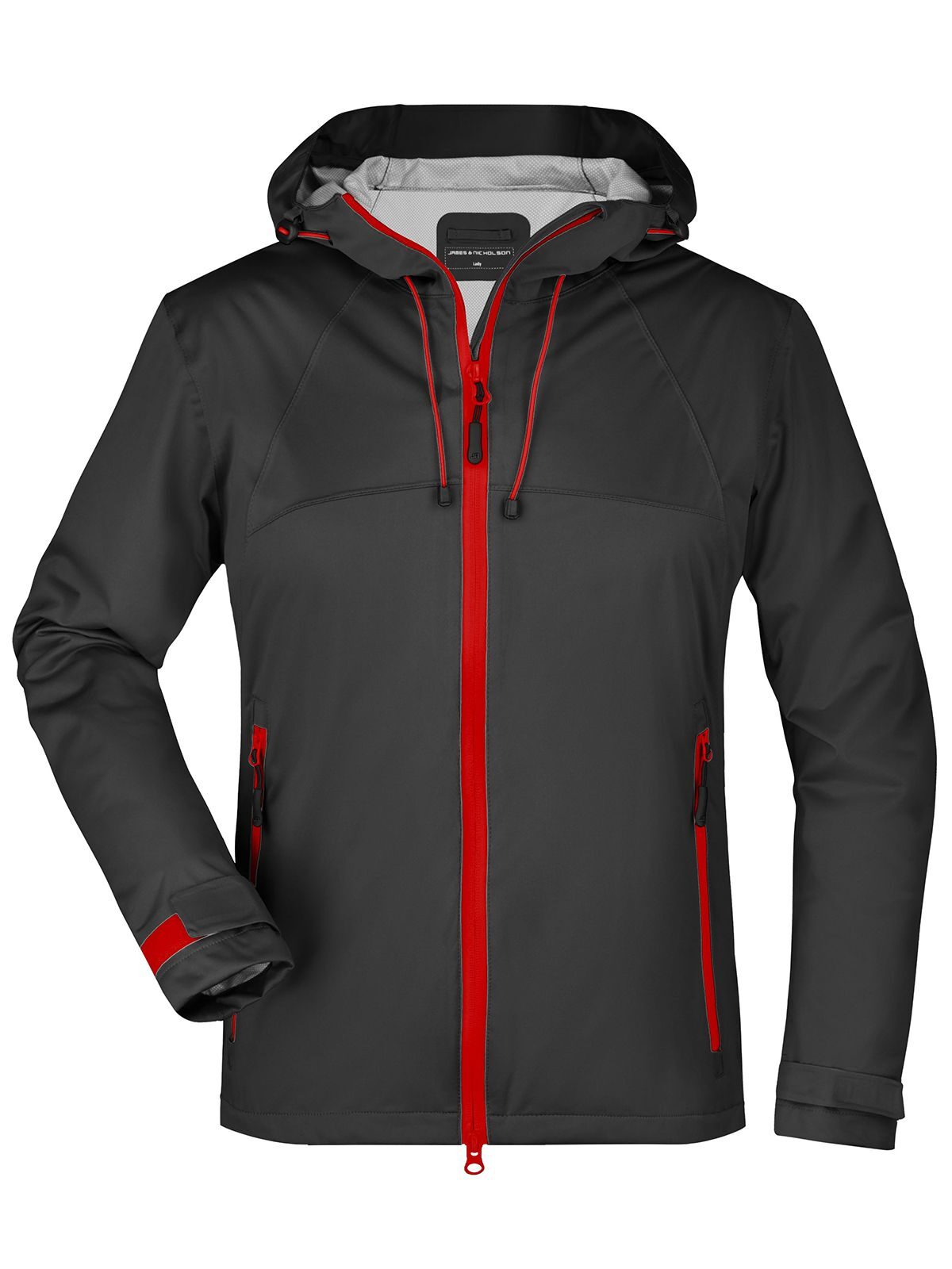 Ladies' Outdoor Jacket Damen Softshell – Daiber – Farbe black/red – individuell veredelbar