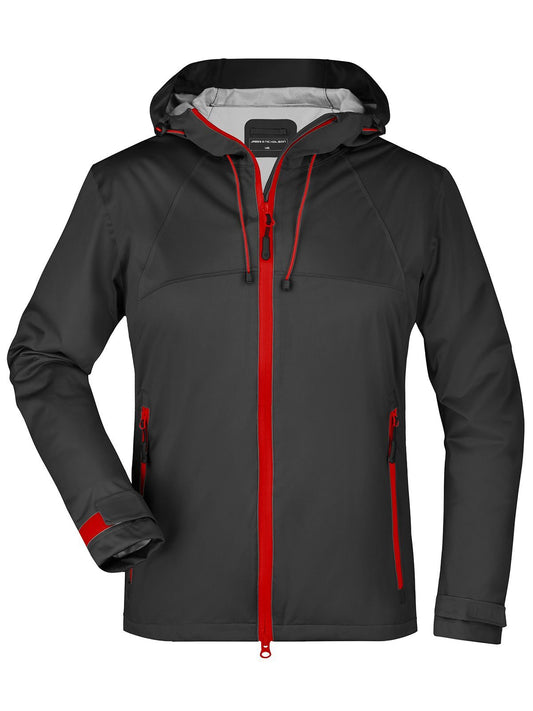Ladies' Outdoor Jacket Damen Softshell – Daiber – Farbe black/red – individuell veredelbar