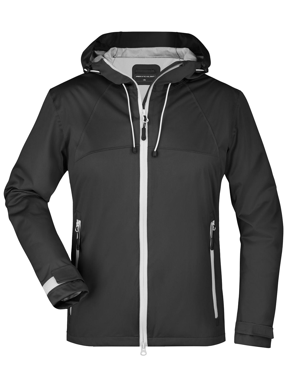Ladies' Outdoor Jacket Damen Softshell – Daiber – Farbe black/silver – individuell veredelbar