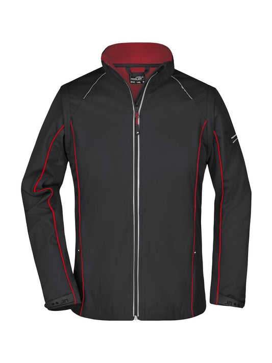 Ladies' Zip-Off Softshell Jacket Damen – Daiber – Farbe black/red – individuell veredelbar
