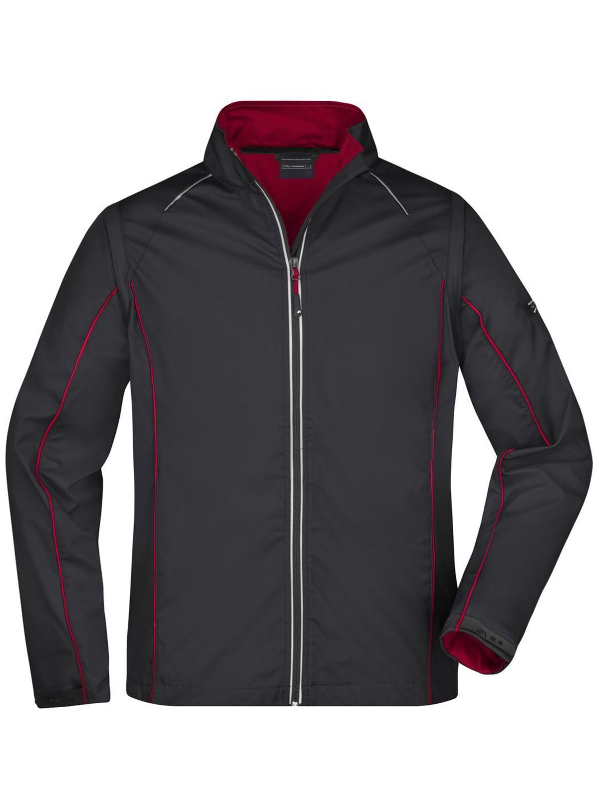 Zip-Off Softshell Jacket Herren – Daiber – Farbe black/red – individuell veredelbar