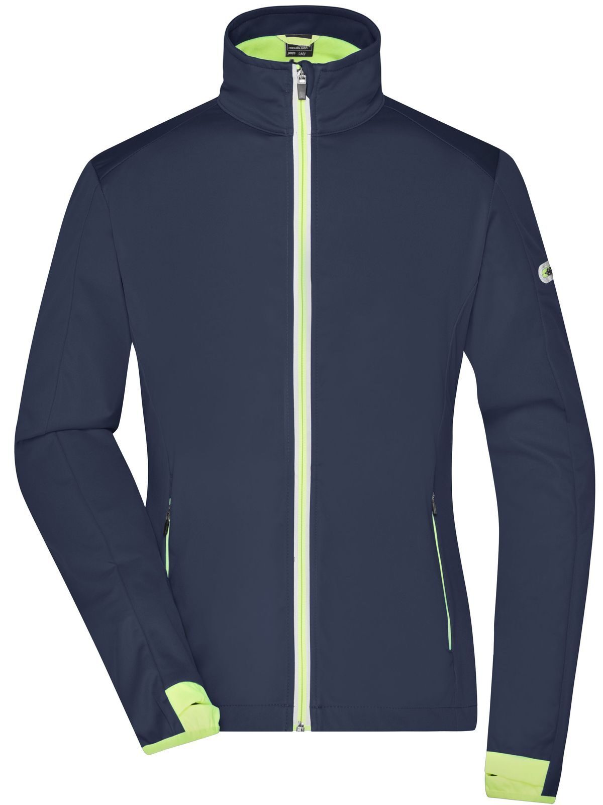 Ladies' Sports Softshell Jacket Damen – Daiber – Farbe navy/bright-yellow – individuell veredelbar