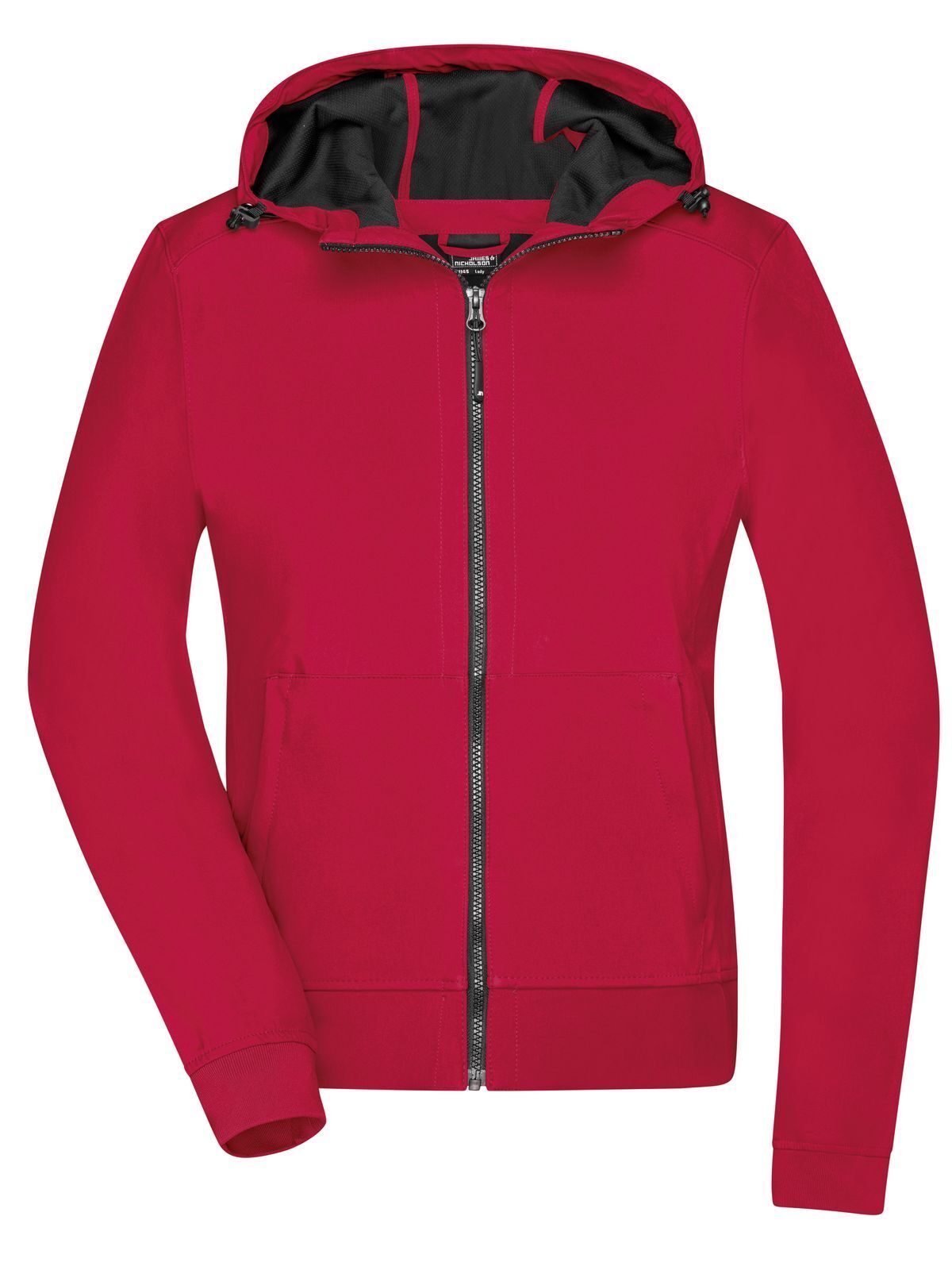 Ladies' Hooded Softshell Jacket Damen – Daiber – Farbe red/black – individuell veredelbar
