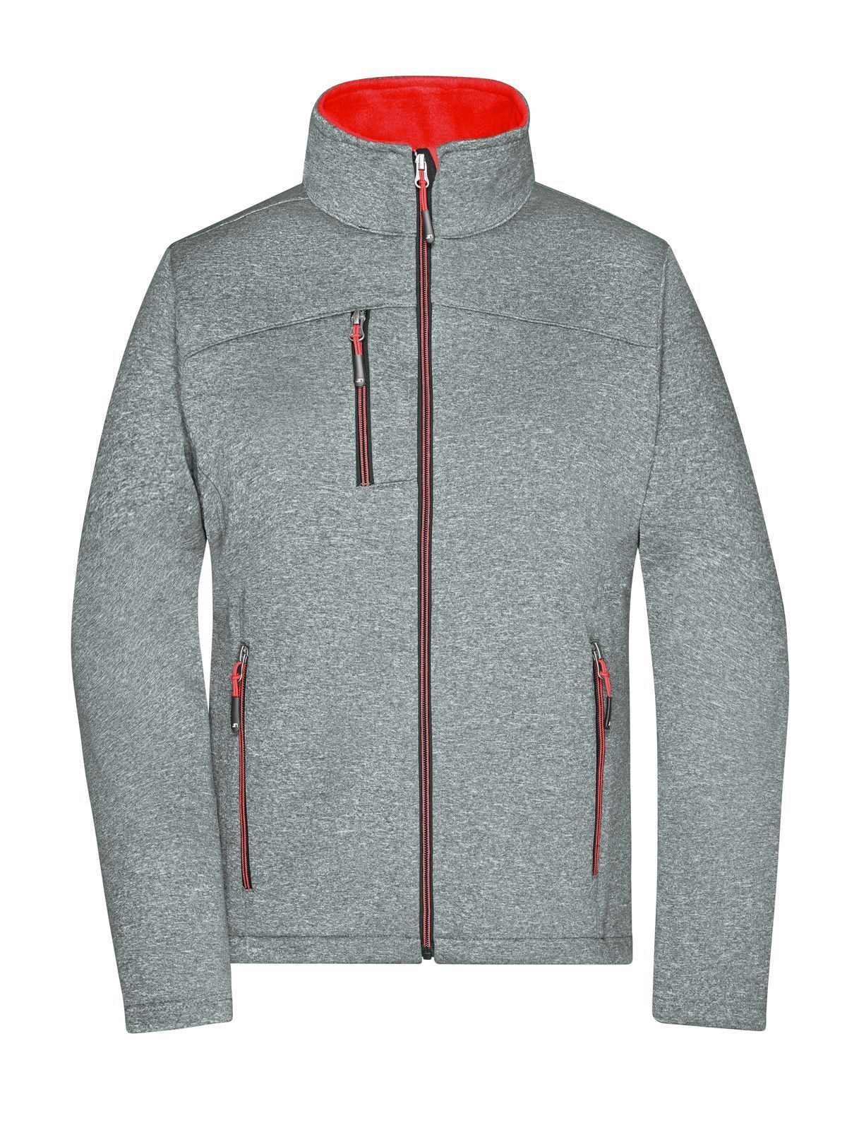 Ladies' Softshell Jacket Damen – Daiber – Farbe dark-melange/red – individuell veredelbar