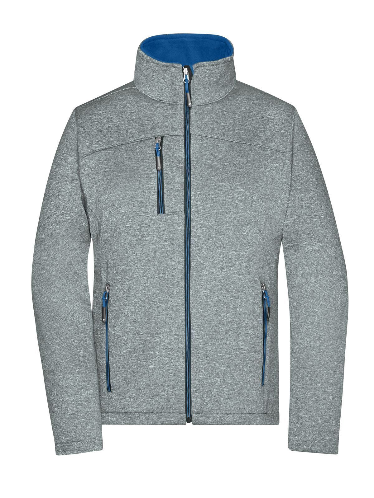 Ladies' Softshell Jacket Damen – Daiber – Farbe dark-melange/royal – individuell veredelbar