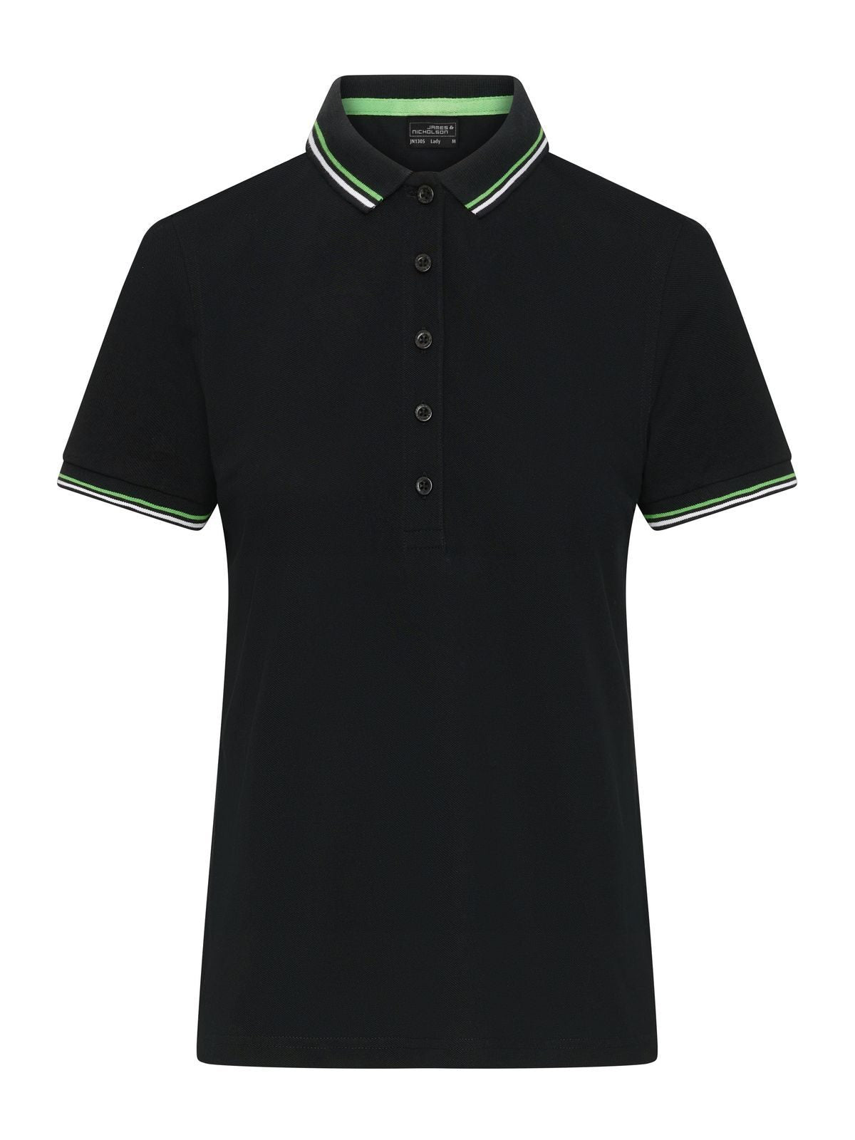 Ladies' Polo Damen Poloshirt – Daiber – Farbe black/white/lime-green – individuell veredelbar
