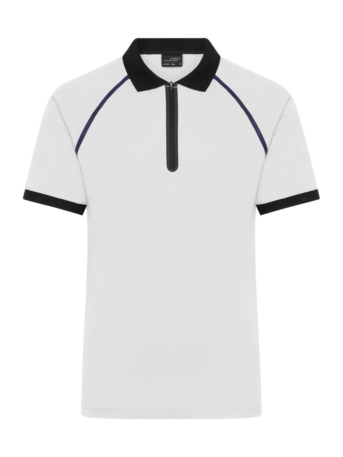Zip-Polo Herren Poloshirt – Daiber – Farbe white/black – individuell veredelbar