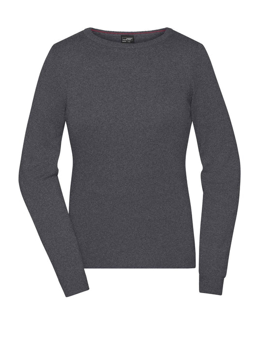 Ladies' Round-Neck Pullover Damen Strick / Weste – Daiber – Farbe anthracite-melange – individuell veredelbar