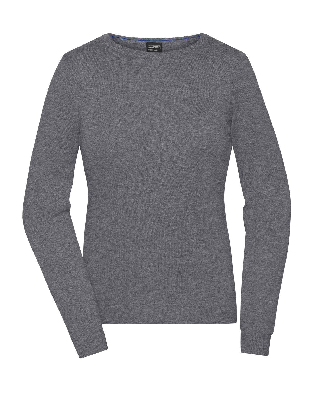 Ladies' Round-Neck Pullover Damen Strick / Weste – Daiber – Farbe grey-heather – individuell veredelbar