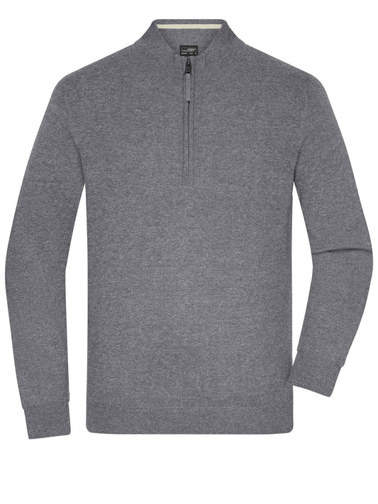 Half-Zip Troyer Herren Strick / Weste – Daiber – Farbe grey-heather – individuell veredelbar