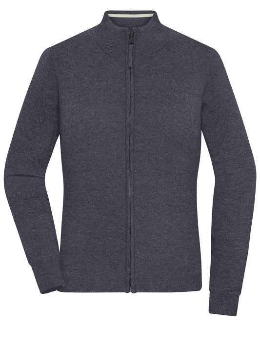 Ladies' Zip-Cardigan Damen Strick / Weste – Daiber – Farbe anthracite-melange – individuell veredelbar