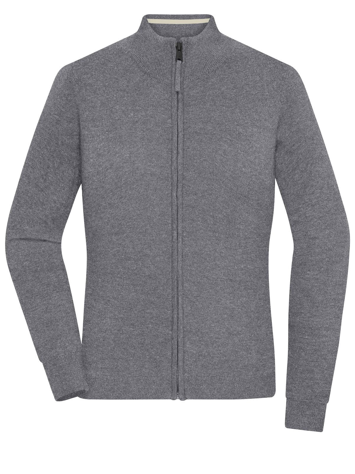 Ladies' Zip-Cardigan Damen Strick / Weste – Daiber – Farbe grey-heather – individuell veredelbar