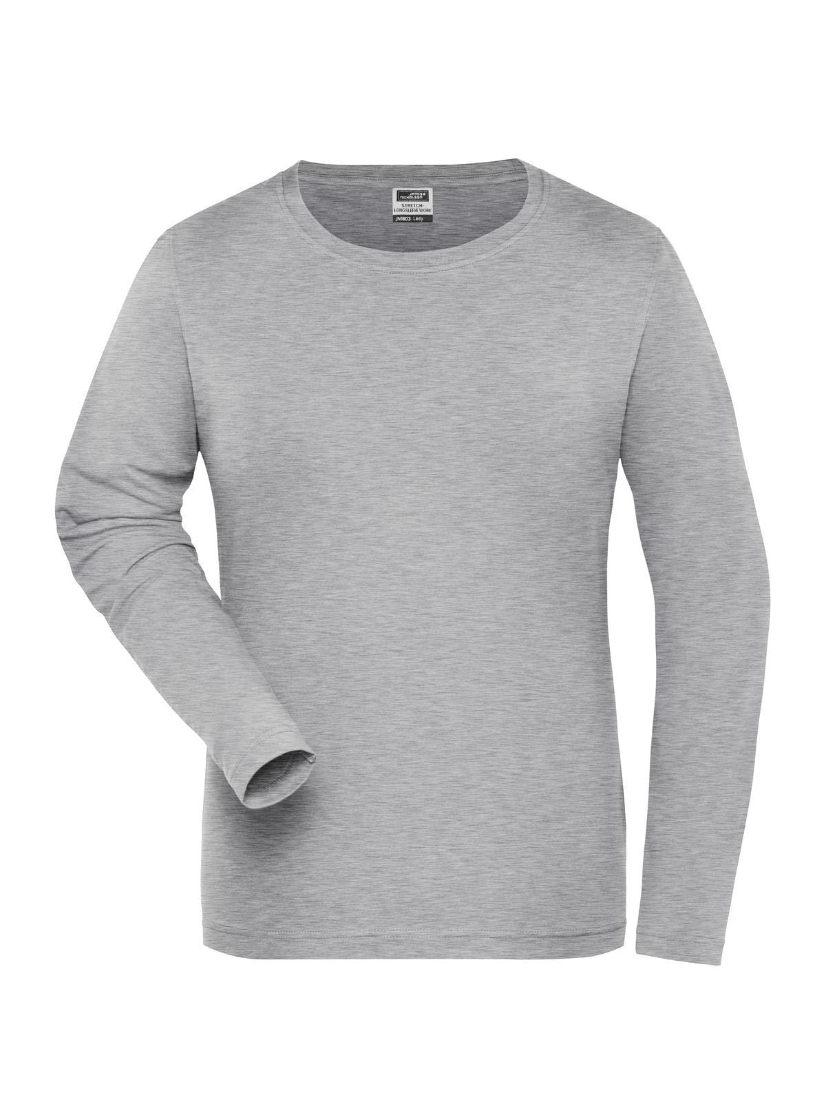 Ladies' Bio Stretch-Longsleeve Work - Solid Damen T-Shirt – Daiber – Farbe grey-heather – individuell veredelbar