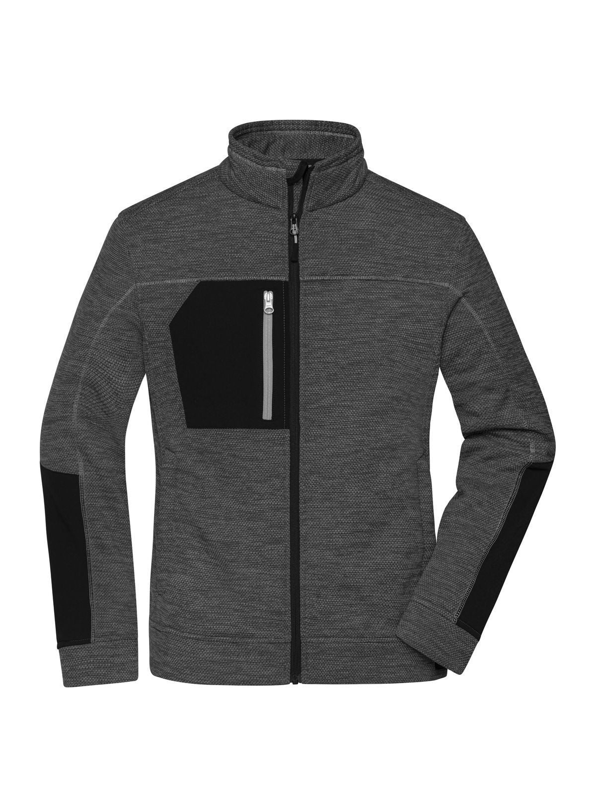 Ladies' Structure Fleece Jacket Damen – Daiber – Farbe black-melange/black/silver – individuell veredelbar