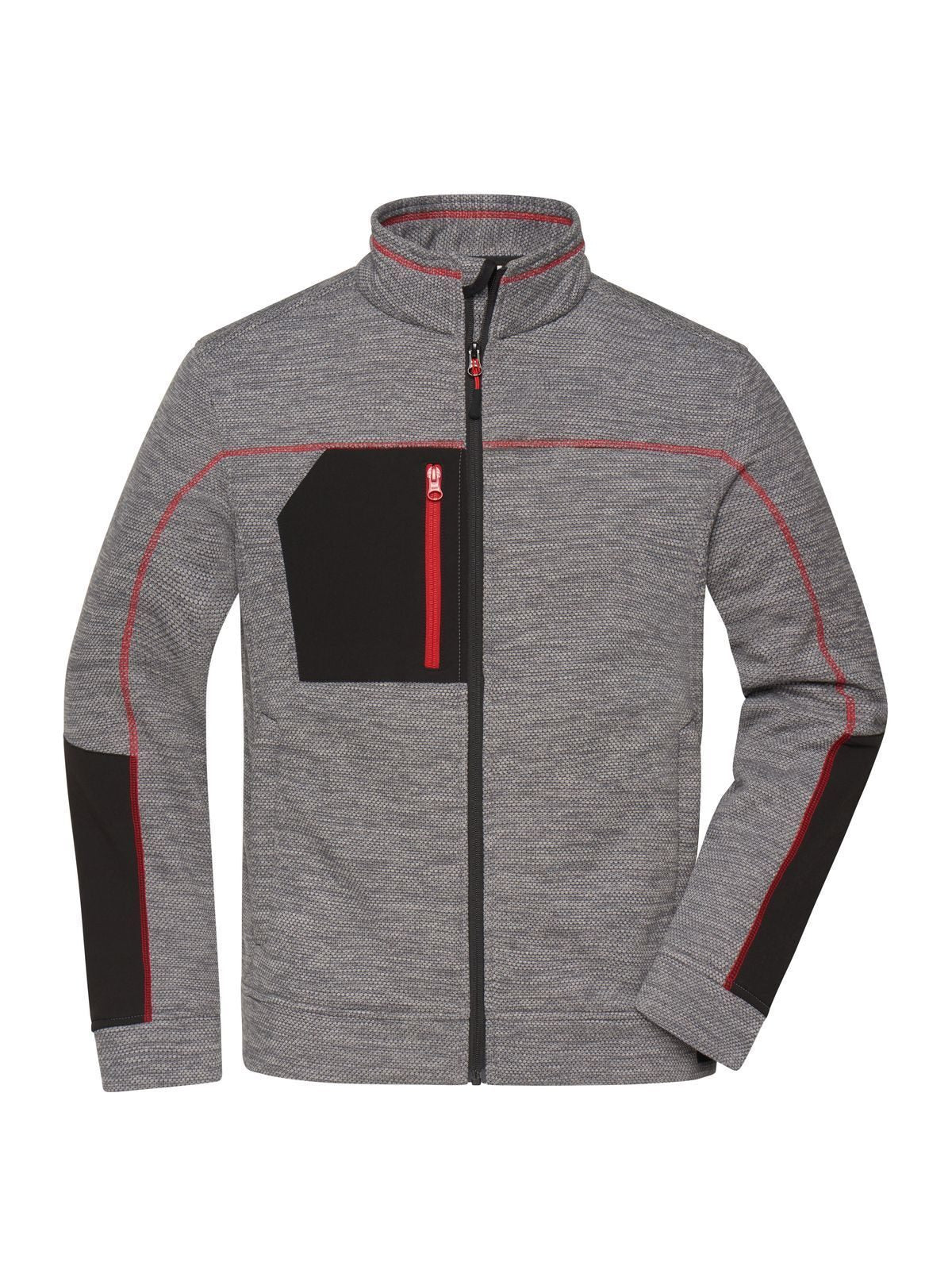 Structure Fleece Jacket Herren – Daiber – Farbe carbon-melange/black/red – individuell veredelbar