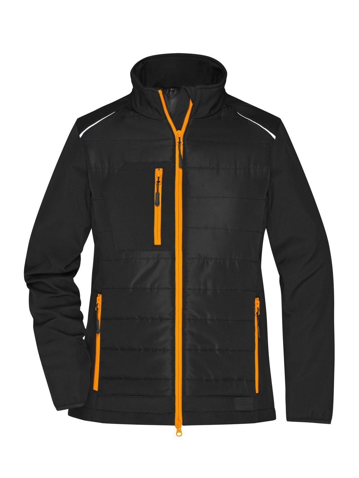 Ladies' Hybrid Jacket Damen Softshell – Daiber – Farbe black/neon-orange – individuell veredelbar