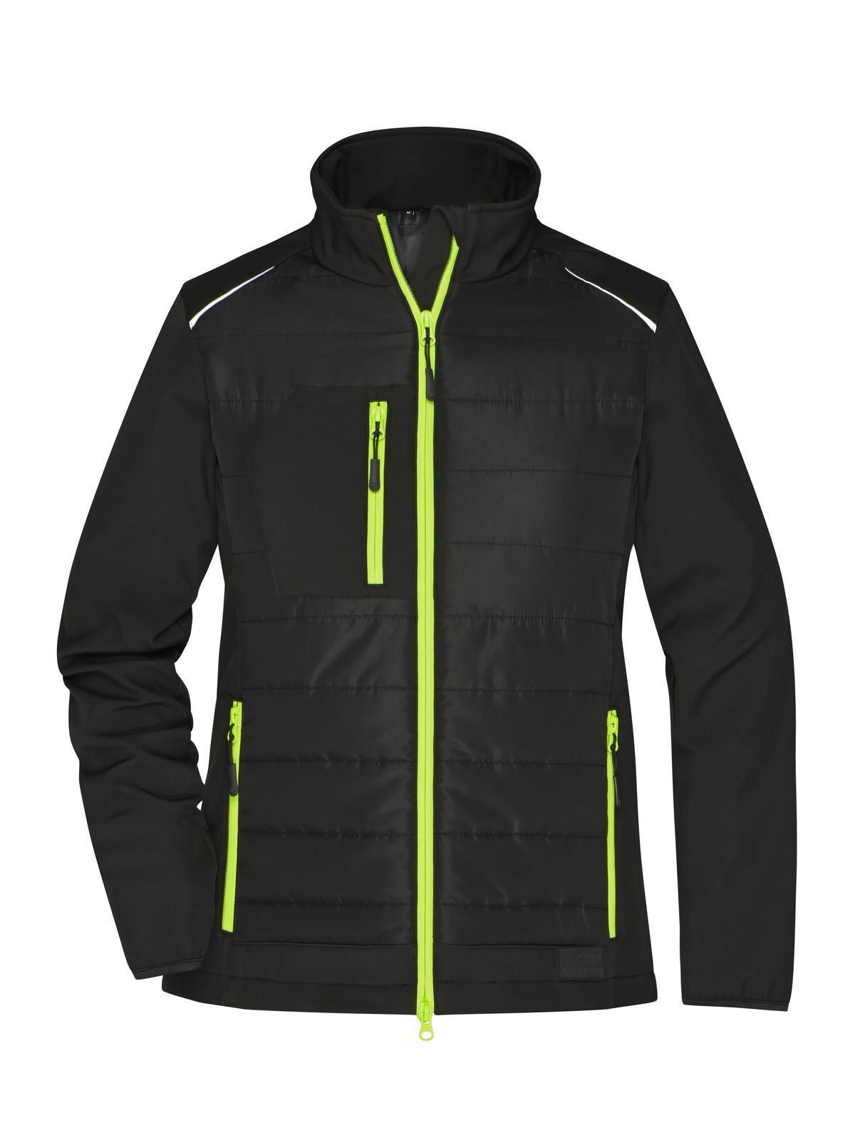 Ladies' Hybrid Jacket Damen Softshell – Daiber – Farbe black/neon-yellow – individuell veredelbar